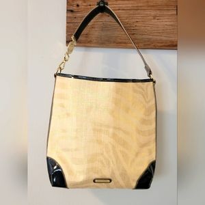 Cute Anne Klein Structured Beige and Gold Animal Print Tote Bag